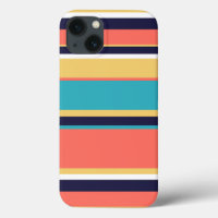 Living coral, blue and yellow stripes Case-Mate iP