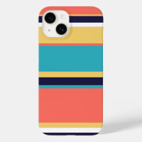 Living coral, blue and yellow stripes