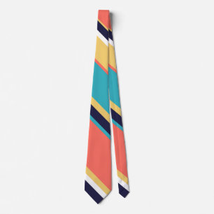 Living coral, blue and yellow stripes tie