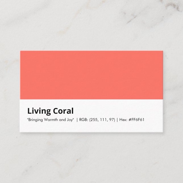 Living Coral Colour Consulting Branding Identity Business Card (Front)