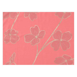 Living Coral  - Colour of the year - Floral Tablecloth