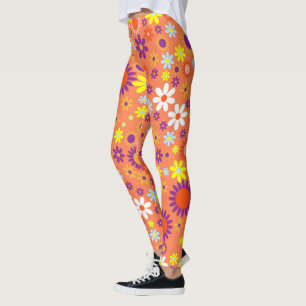 Living Coral Colourful Floral Pattern Leggings