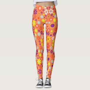 Living Coral Colourful Floral Pattern Leggings