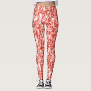 Living coral dark glitter sparkles leggings