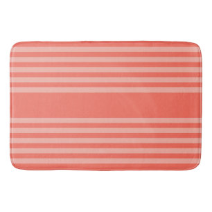 Living coral five stripes pattern bath mat