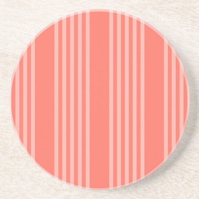 Living coral five stripes pattern coaster (Front)