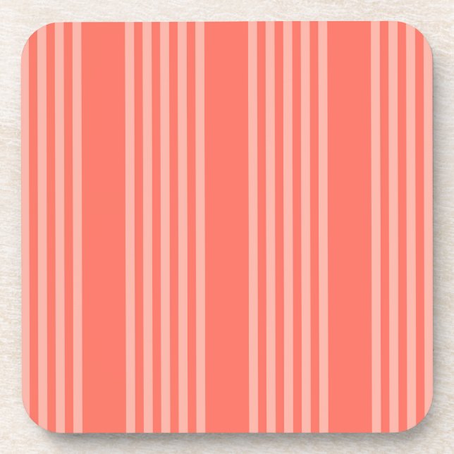 Living coral five stripes pattern coaster (Front)