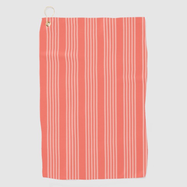 Living coral five stripes pattern golf towel (Front)