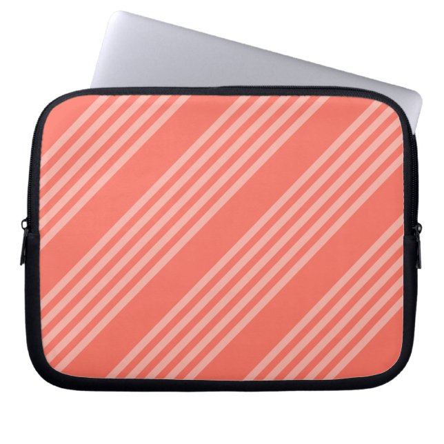Living coral five stripes pattern laptop sleeve (Front)