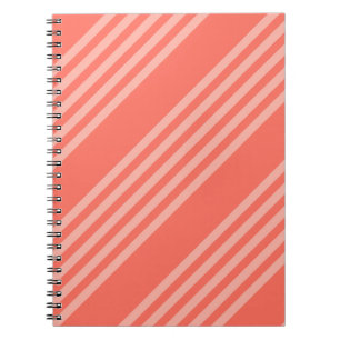 Living coral five stripes pattern notebook