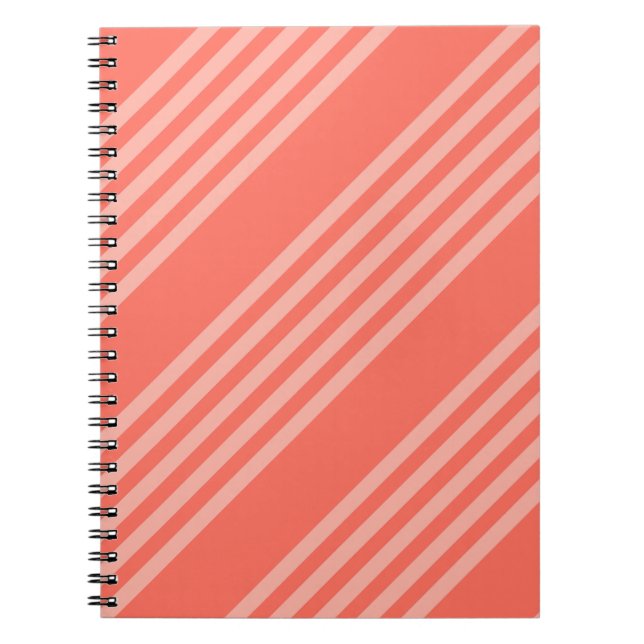 Living coral five stripes pattern notebook (Front)