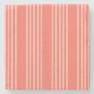 Living coral five stripes pattern stone coaster
