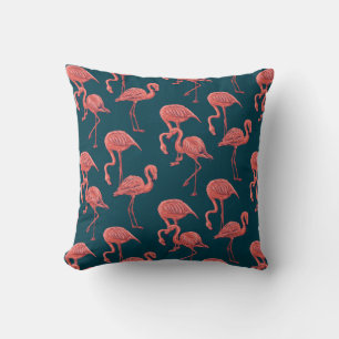 Living coral flamingo pattern cushion
