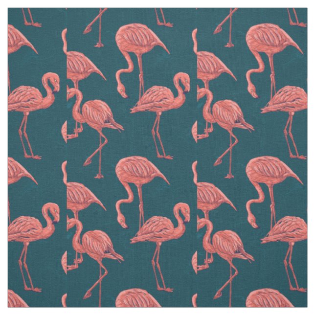 Living coral flamingo pattern fabric (Swatch)