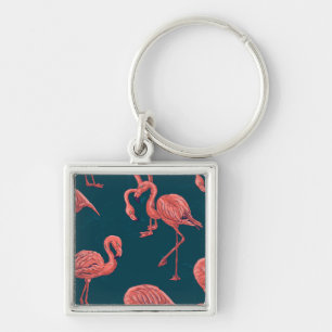 Living coral flamingo pattern key ring