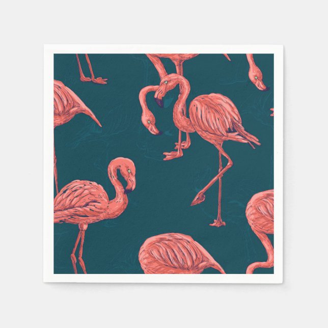 Living coral flamingo pattern napkin (Front)
