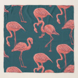 Living coral flamingo pattern scarf<br><div class="desc">Vector pattern with hand  drawn flamingos in living coral colour on dark blue background.</div>