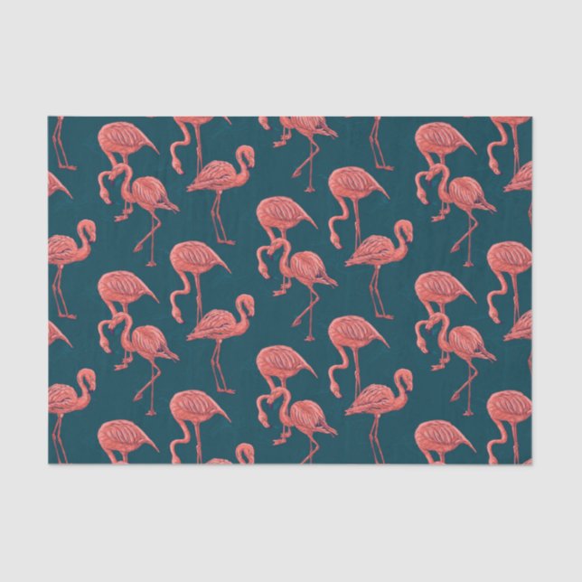 Living coral flamingo pattern tissue paper (Front)