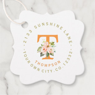 Living Coral Floral Circular Address Label