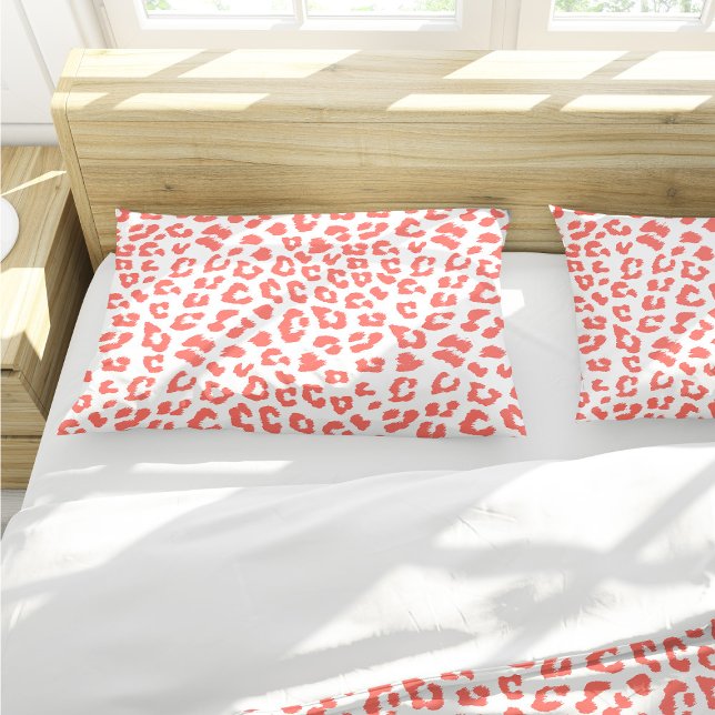 Living Coral Leopard Print Pillowcase (Living Coral Leopard Print Pillow Case by Looly Elzayat
)