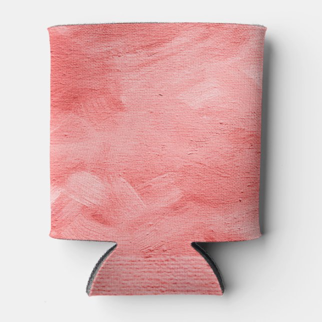 Living Coral, oil paint texture. Can Cooler (Front)