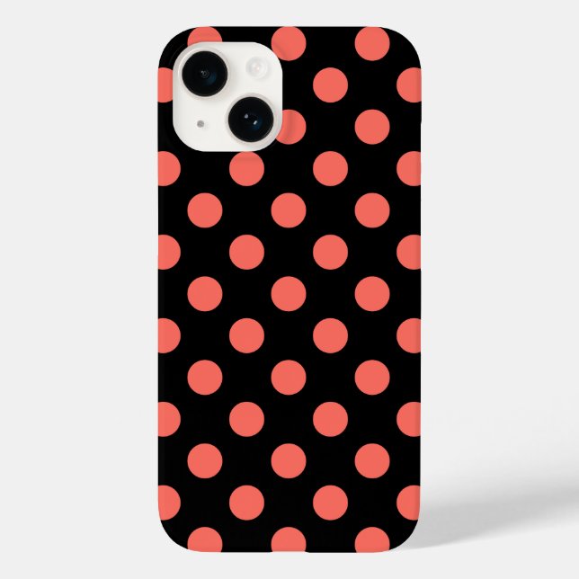 Living coral polka dots on black  Case-Mate iPhone case (Back)