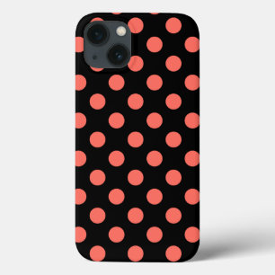 Living coral polka dots on black Case-Mate iPhone iPhone 13 Case
