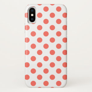 Living coral polka dots on white iPhone x case