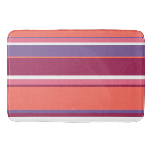Living coral, red and violet bath mat (Front)