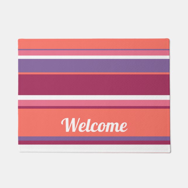 Living coral, red and violet doormat (Front)