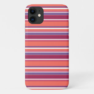 Living coral, red and violet stripes iPhone 11 case