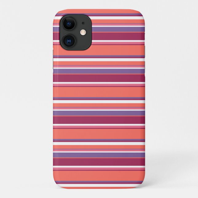 Living coral, red and violet stripes Case-Mate iPhone case (Back)
