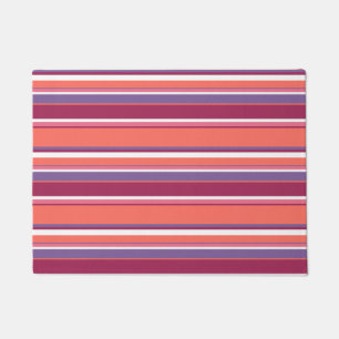 Living coral, red and violet stripes doormat