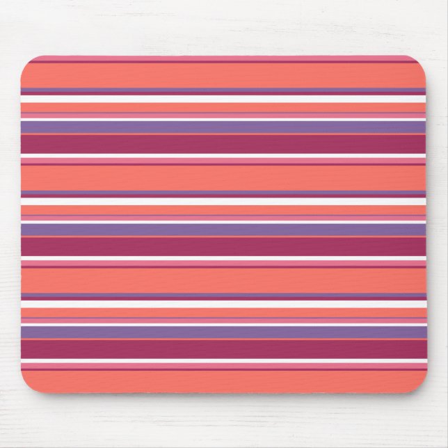 Living coral, red and violet stripes mouse mat (Front)