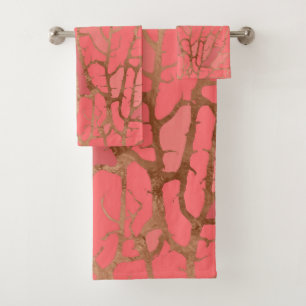 Living Coral texture Bath Towel Set