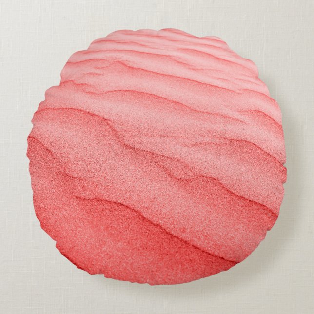 Living Coral. texture of beach sand background. Round Cushion (Front)