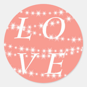 Living Coral Twinkle Lights LOVE Sticker