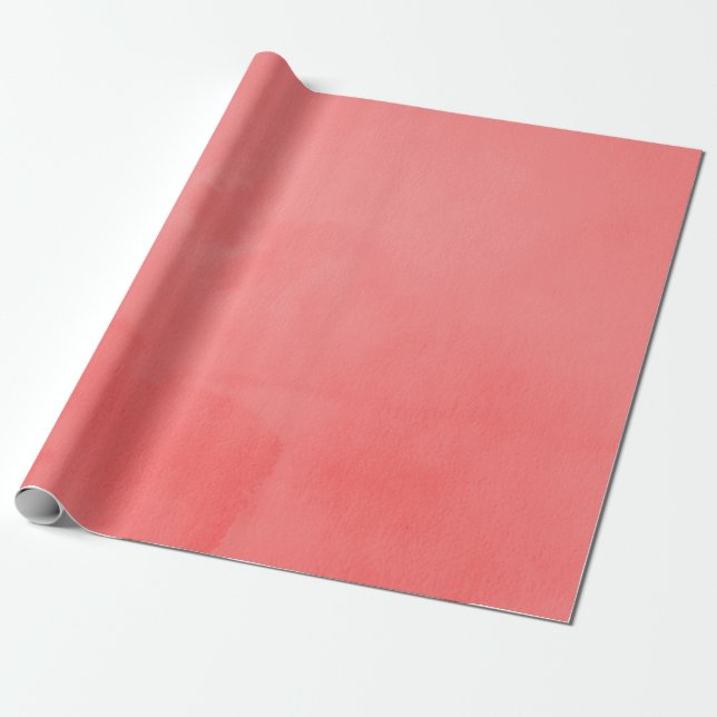 Living Coral Watercolor Wrapping Paper (Unrolled)