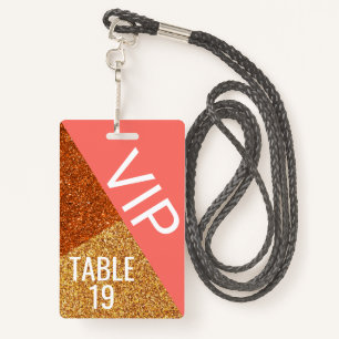 Living Coral Wedding VIP Creative Place Card ID Badge