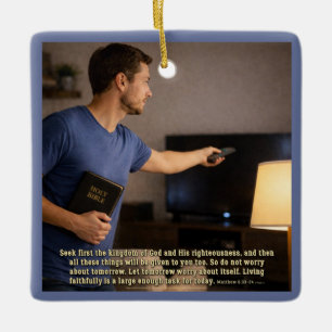 Living faithfully is enough ceramic ornament