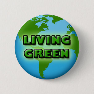LIVING GREEN EARTH 6 CM ROUND BADGE