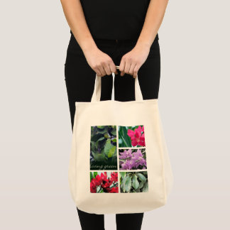 living green, leaves and flowers tote bag