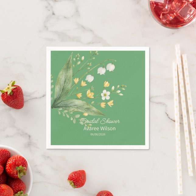 Living Green with Yellow and White Floral Shower Napkin (Insitu)