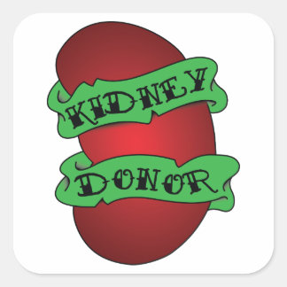 Living Kidney Donor Tattoo Square Sticker