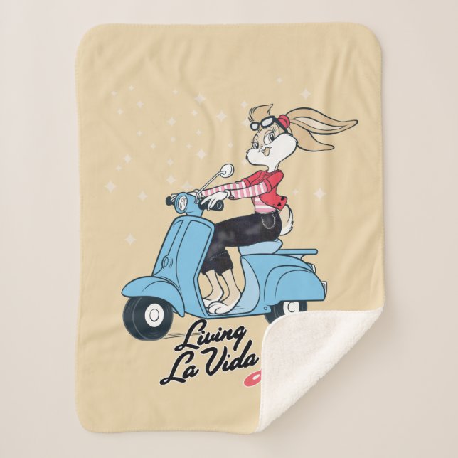 Living La Vida Lola Scooter Graphic Sherpa Blanket (Front)