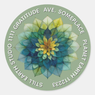 Living Leaves Mandala Classic Round Sticker