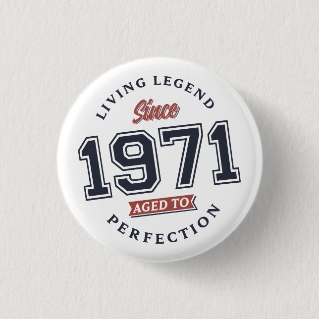 Living Legend 1971 Aged to perfection  3 Cm Round Badge (Front)
