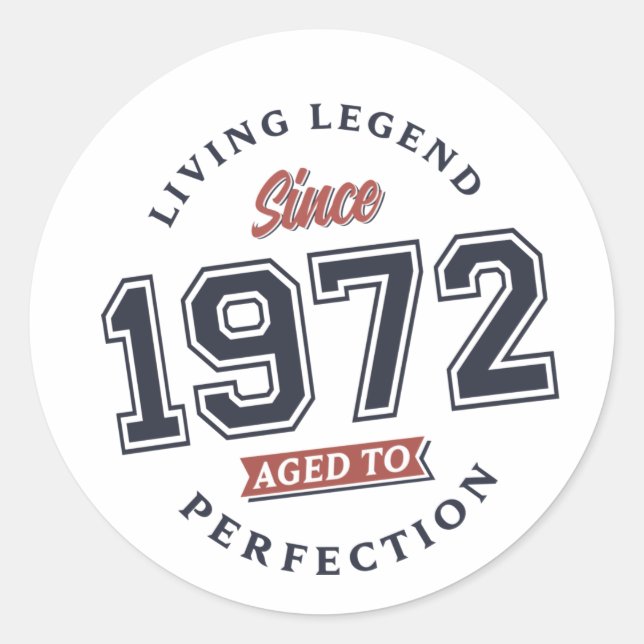 Living legend 1972 50th birthday gift Retro Classic Round Sticker (Front)
