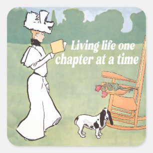 Living life one chapter at a time square sticker