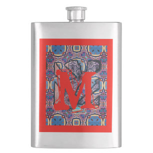 Living Metal Red Monogram Hip Flask
